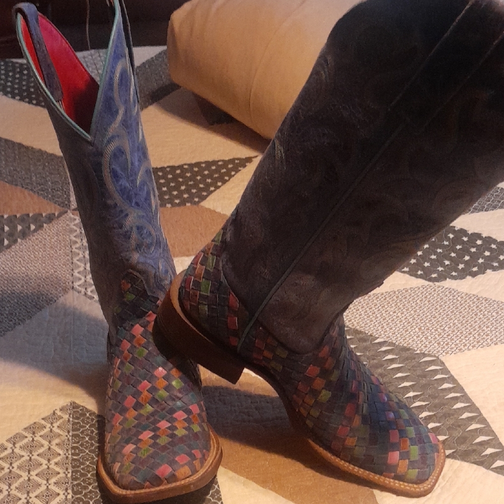 Macie Bean Colorful Woven Leather Heeled Boots